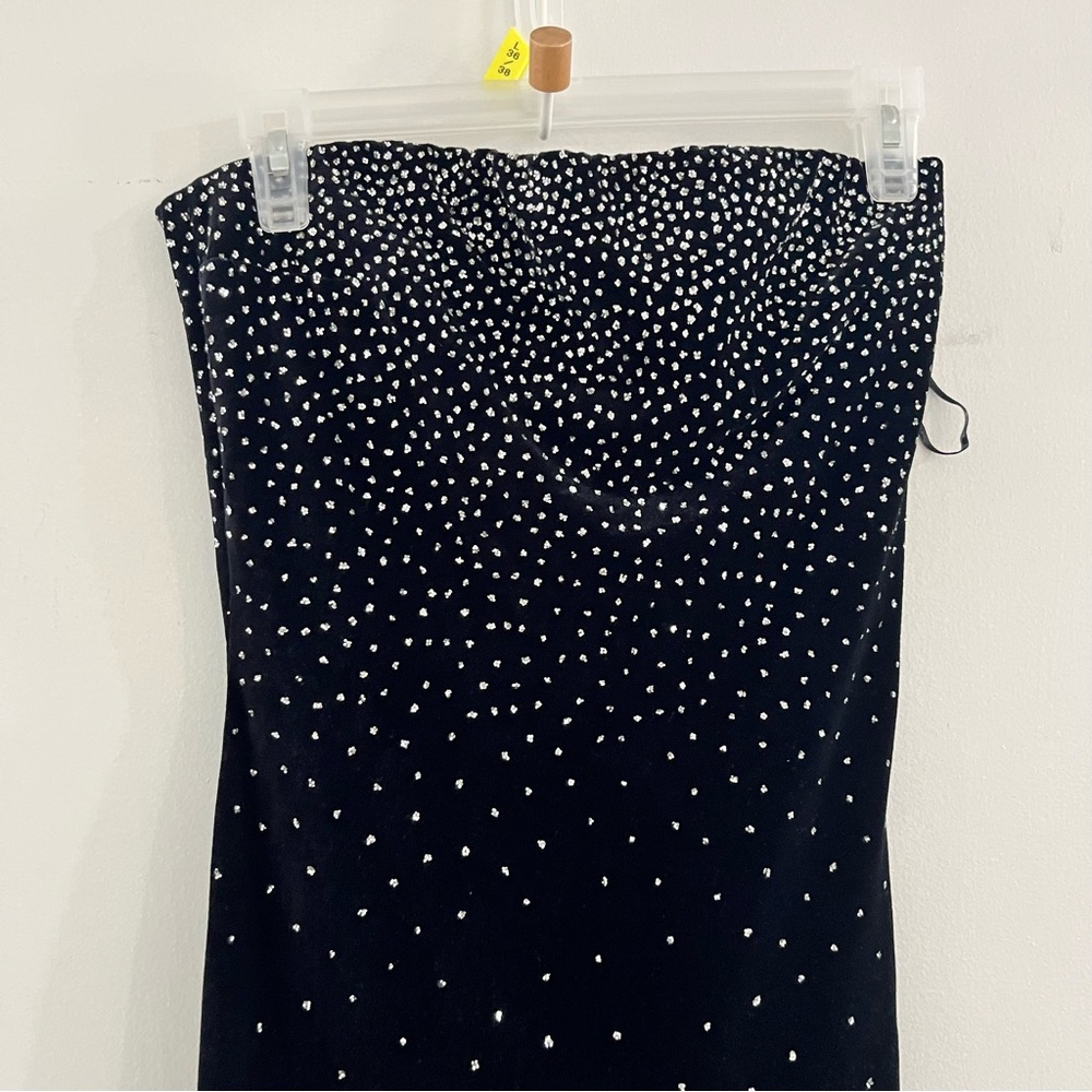 Elegant Black Strapless Dress with Silver Accents